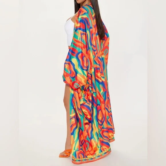 Forever With You Kimono Short Set - Yellow/combo - Picture 5 of 7